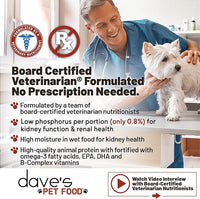 Dave's Pet Food Kidney Support Dog Food (Tuna Pate), Non-Prescription, Low Phosphorus, Low Sodium, Wet Canned, Renal Kidney Care, Vet Formulated, 5.5 oz (24 Pack)