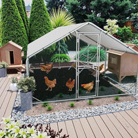 Large Metal Chicken Coop, 10x20x6.5FT Chicken Runs for Yard with Cover