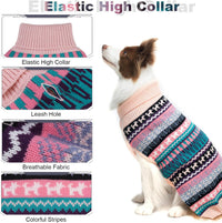 Dog Sweater - Winter Coat Apparel Clothes with Colorful Stripes for Cold Weather – Essentials for Dogs - Large / Pink - image 2