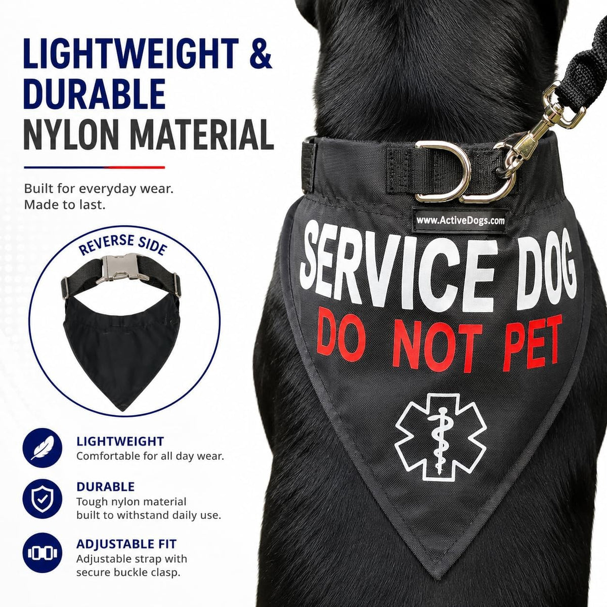 ActiveDogs Service Dog Bandana Collar, Do Not Pet - Med/Lg: 15" - 25" - image 3