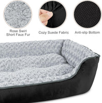 JOEJOY Rectangle Dog Bed for Large Medium Small Dogs - Black / M(25"x 21"x 8") - image 3