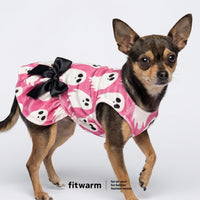 Fitwarm Halloween ghost dog dress in velvet with ghost prints and ribbon bow, size small - view 3
