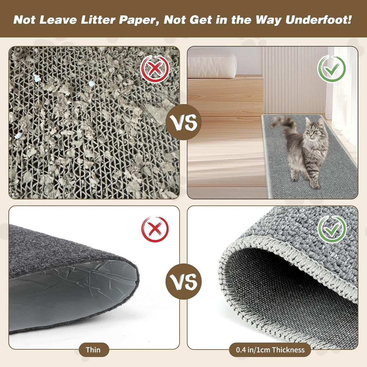 FHTONGE 71x15.8" Thickened Cat Wall Climbing Carpet with 16 Fixed - Highclass Grey / 39.4x15.8"(100x40cm) - image 4