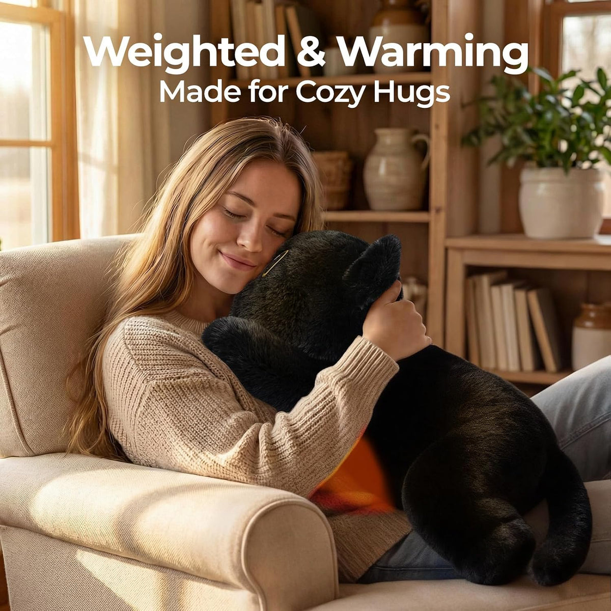 Mewaii Weighted Stuffed Animals Black Cat Plush - Black / 23 Inch - image 2