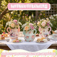 Fulmoon 6 Pcs Tea Party Decoration Flower Box Table Teapot - 6 / Rose Red Series - image 3