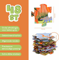 BONNYCO Giant Floor Puzzles for Kids of Jungle Animals with 48 Large - Dinosaurs - image 3