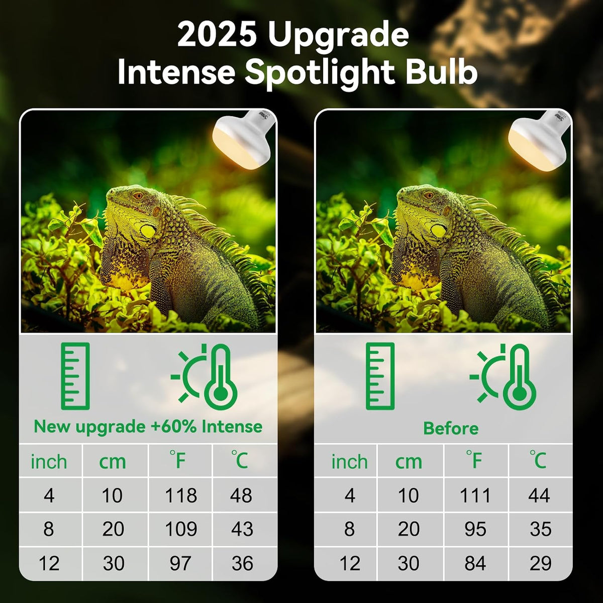 LUCKY HERP Intense Heat Lamp Bulbs for Reptiles 100W 2 Pack - Natural Basking Light Bulb / 75 Watts - image 3