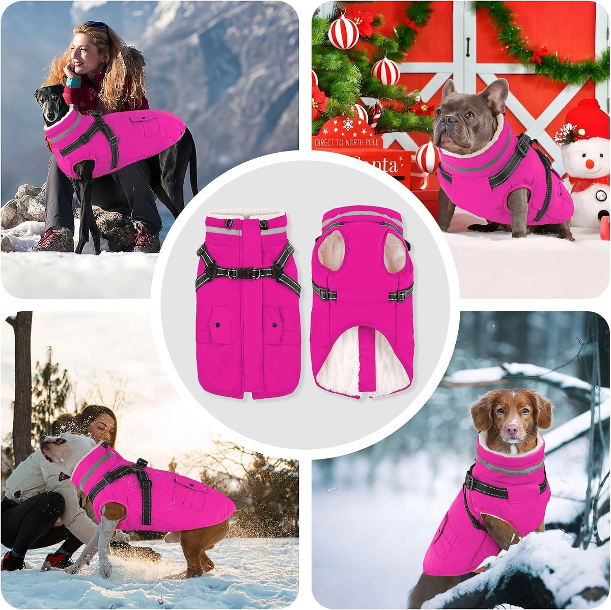 Dogcheer Dog Coat with Harness - Pink / X-Small(Chest:13.3"Back:9.8" Neck:10.2") - image 2