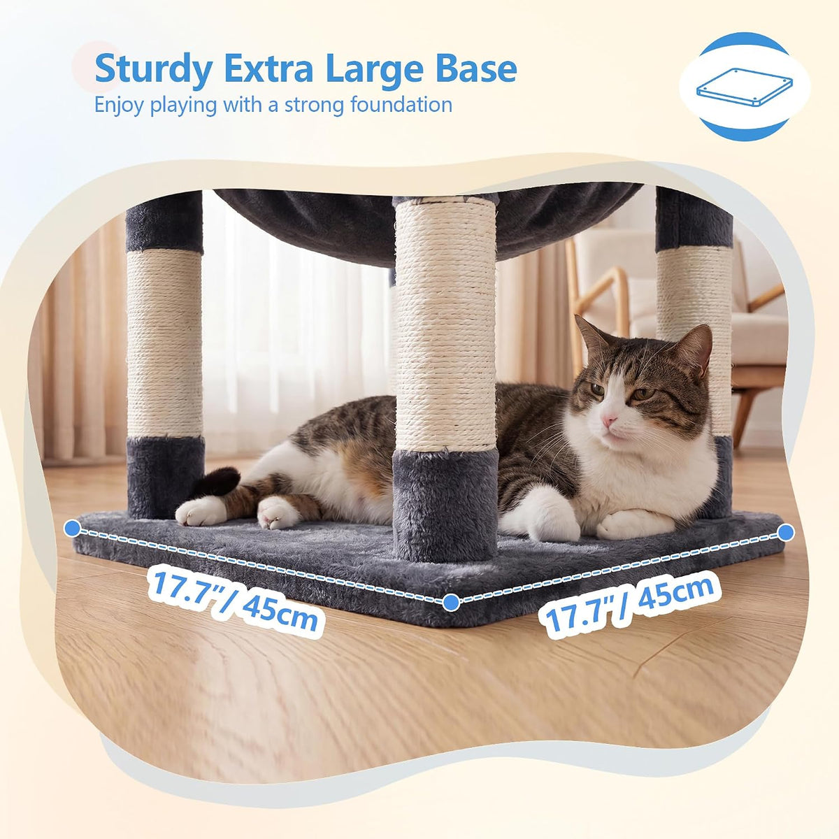 Heybly 53.1" Corner Cat Tree for Large Cats - Smoky Gray / 53 inch - image 3