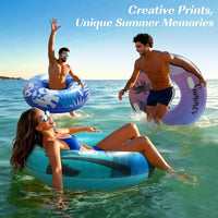 HeySplash Pool Floats, Inflatable Pool Floaties for Adults – Fun for Kids & Family - L-Blue Green Beach - image 4