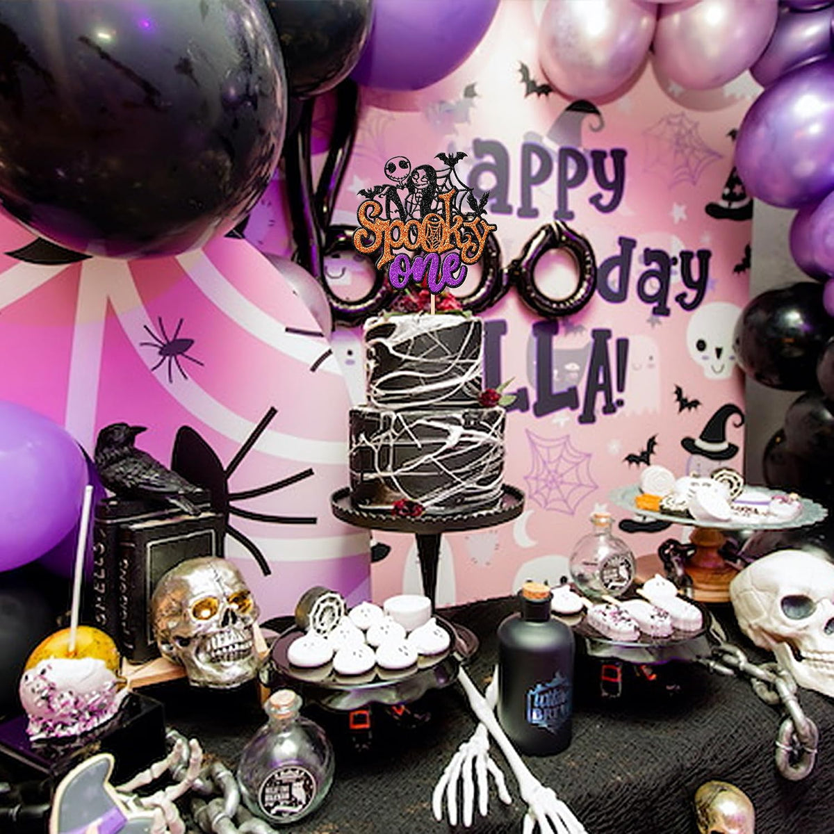 24 PCS Halloween Bat Cupcake Toppers Black Glitter Bat Cupcake Picks - Pattern C4-orange - image 4