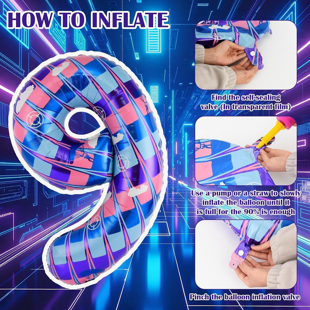 40 Inch Vibrant Spider-Themed Number Foil Balloons - Blue + Purple Tones / 9 - image 3