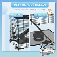 PawHut Large Hamster Cage with Deep Tempered Glass Bottom, 3 Tiers Hamster Tank with Running Wheel, Hut, Water Bottle, Dish, Rat Cage for Syrian, Dwarf, Gerbils, Mouse, 23.5" x 16" x 22.5", Black