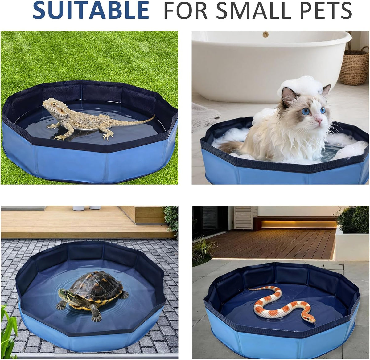 Eooqi Foldable Bearded Dragon Bathtub - Blue - image 4