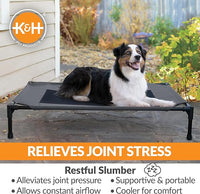 K&H Pet Products Outdoor Elevated Dog Cot, Breathable Cooling Elevated Cot Hammock Pet Bed for Large Dogs, Washable Mesh Cover, Raised Metal Frame, Collapsible, Portable - Large 42 X 30in Charcoal
