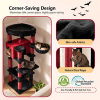 Heybly 53.1" Corner Cat Tree for Large Cats - Black and Red / 53 inch - image 4