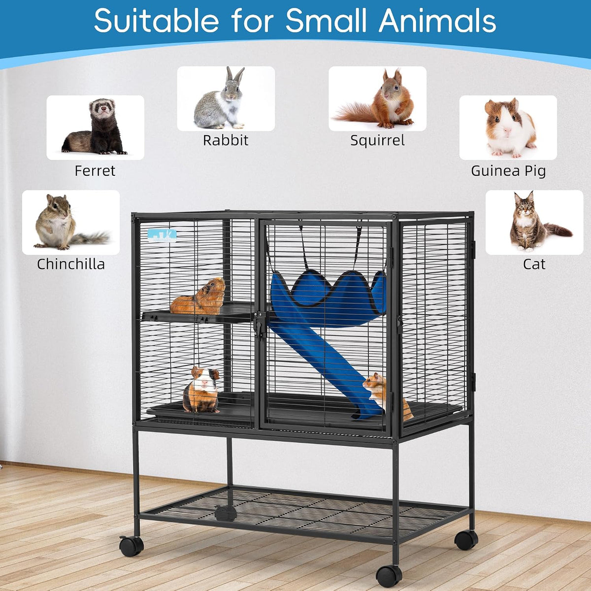 HABUTWAY 36.5''H Large Metal Rolling Ferrets Cage - 30.3"L x 20.5"W x 36.0"H - image 4