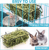 Therwen 4 Pcs Rabbit Hay Feeder Guinea Pig Heavy Duty Metal Frame Hay - 9.1 x 3.9 x 3 Inches - image 4