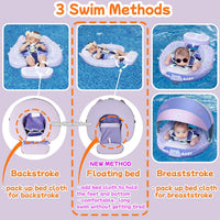 Mambobaby Float with Canopy UPF 50+ and Tail Non-Inflatable Baby Pool - Monster Purple - image 2