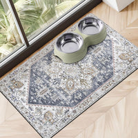 Dog Food Mats for Floors, Absorbent Dog Bowl Mat for Food and Water Dispenser Mat, Quick Dry Cat - Grey Blue / M(16"×24")