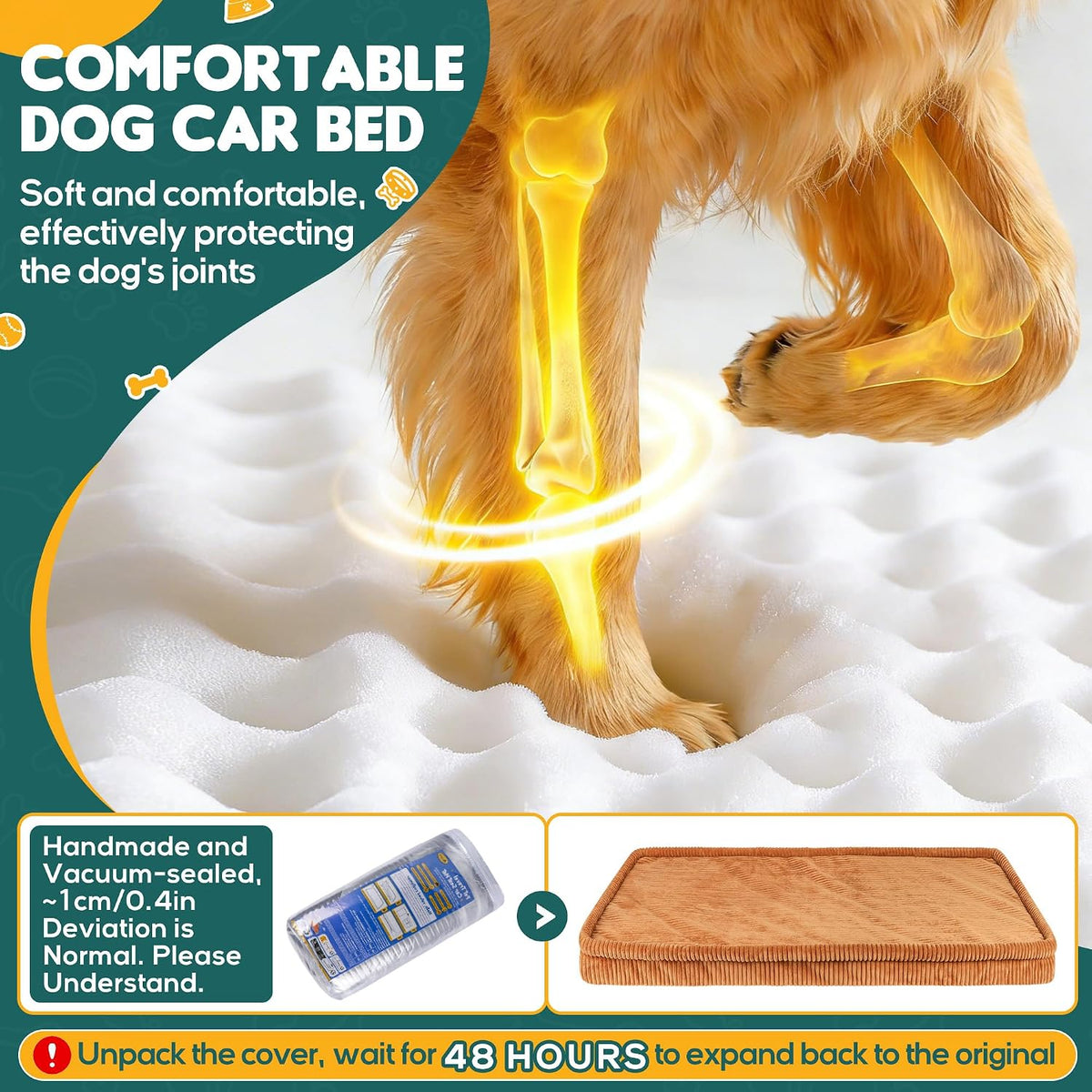 Dog Car Bed, Non-Slip Backseat Extender Pet Mat 50"x24.6"x2" – Essentials for Dogs - XL new（56"Lx28.7"M×2"H) / Brown - image 3