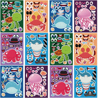 24 Sheets Make a Face Stickers for Kids Toddlers Party Favors Crafts – Fun for Kids & Family - Sea Animals