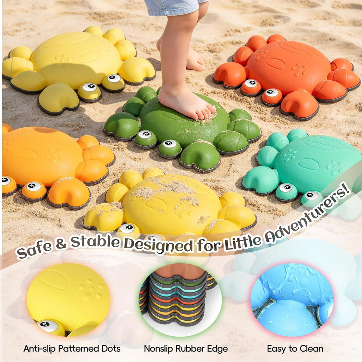 TOPNEW crab balance stepping stones for kids in bright colors, set of 6 - view 28