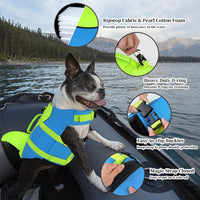 Dogcheer Dog Life Jacket, Cute Shark Dog Life Vest for Swimming Boating with Superior Buoyancy - Blue & Green / Medium - image 4