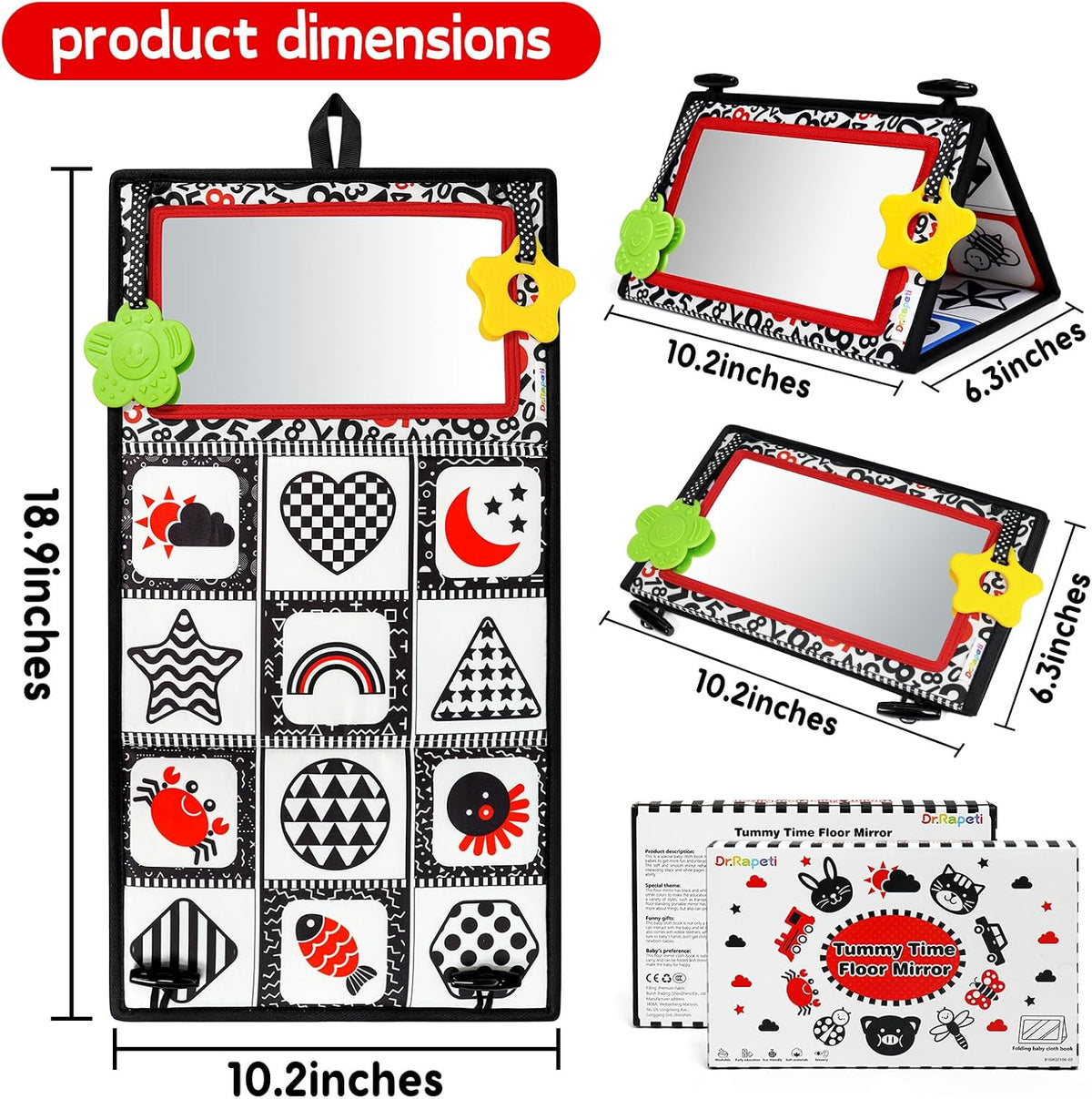 Dr.Rapeti Tummy Time Floor Mirror, Baby Mirror - Floor Mirror - image 2