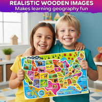 US Map Puzzles for Kids Ages 4-6 - Wood Maps x2 - image 4