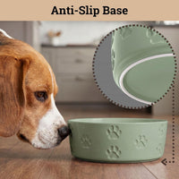 Ceramic Dog Bowl Set of 2 with Anti-Skid Base, 5.5"W x 2"H - Medium / Sage Green - image 4