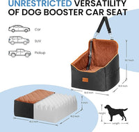 Dog Car Seat for Small Dogs - Puppy Car Seat with Safety Strap & Waterproof Padding, Portable Pet Carrier for Cars, Trucks & SUVs, Comfortable Elevated Bed for Pets Up to 35lbs (Black/Coffee)