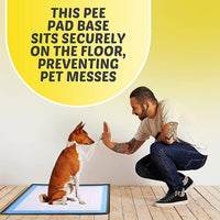Skywin TidyFriend Dog Pee Pad Holder Tray Fits for 30” x 36” Pee Pads with Corner Lock Holes, Raised Edges, Non-Spill, Easy to Clean Silicone Dog Potty Tray Holder, for Indoor Floor Protection (Grey)