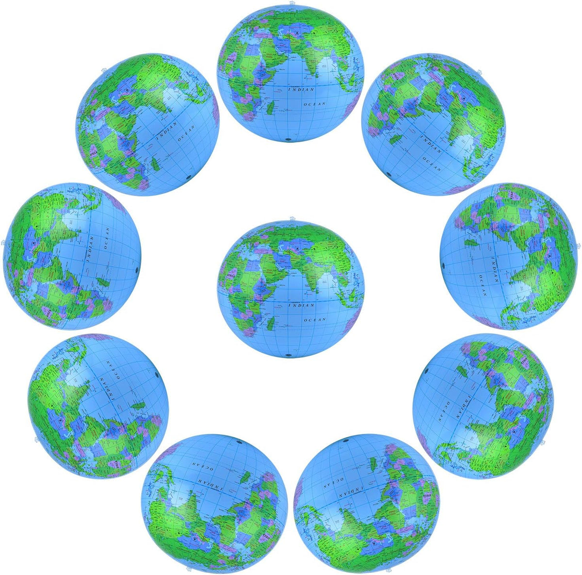 Coopay inflatable globe beach ball 2 pack, 12 inch PVC world map balls - view 2