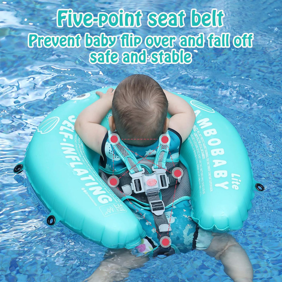 Mambobaby Float with Canopy, UPF 50+ Baby Swim Float – Fun for Kids & Family - Standard Green - image 3