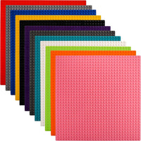 ZEAYEA 12 pack of 10 x 10 inch plastic building baseplates in twelve colors