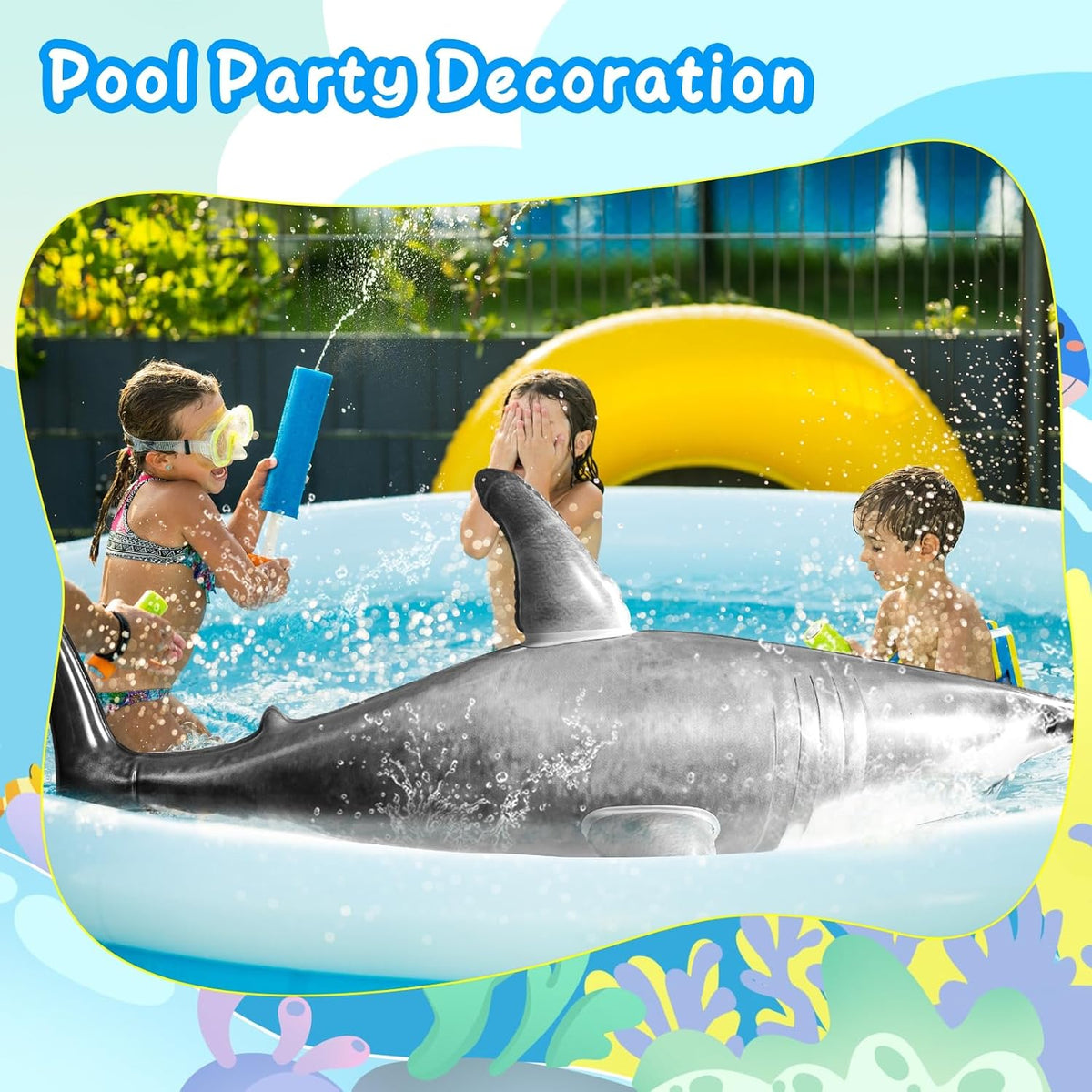 Huge Inflatable Shark Pool Toy - Gray - image 3
