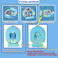 Mambobaby Float with Canopy Size Improved Non Inflatable Infant Baby - Boat Blue - image 3