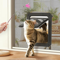 LIBBEPET black cat door for screen doors with magnetic lockable flap