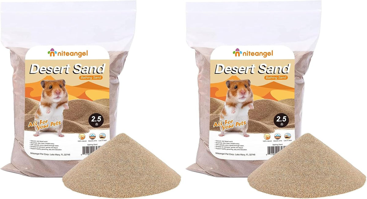 Niteangel Hamster Desert Bath Sand: 2.5lb/40oz No-Dust Bath & Easy - 2.5LB/40oz (Pack of 2) / Desert Sand