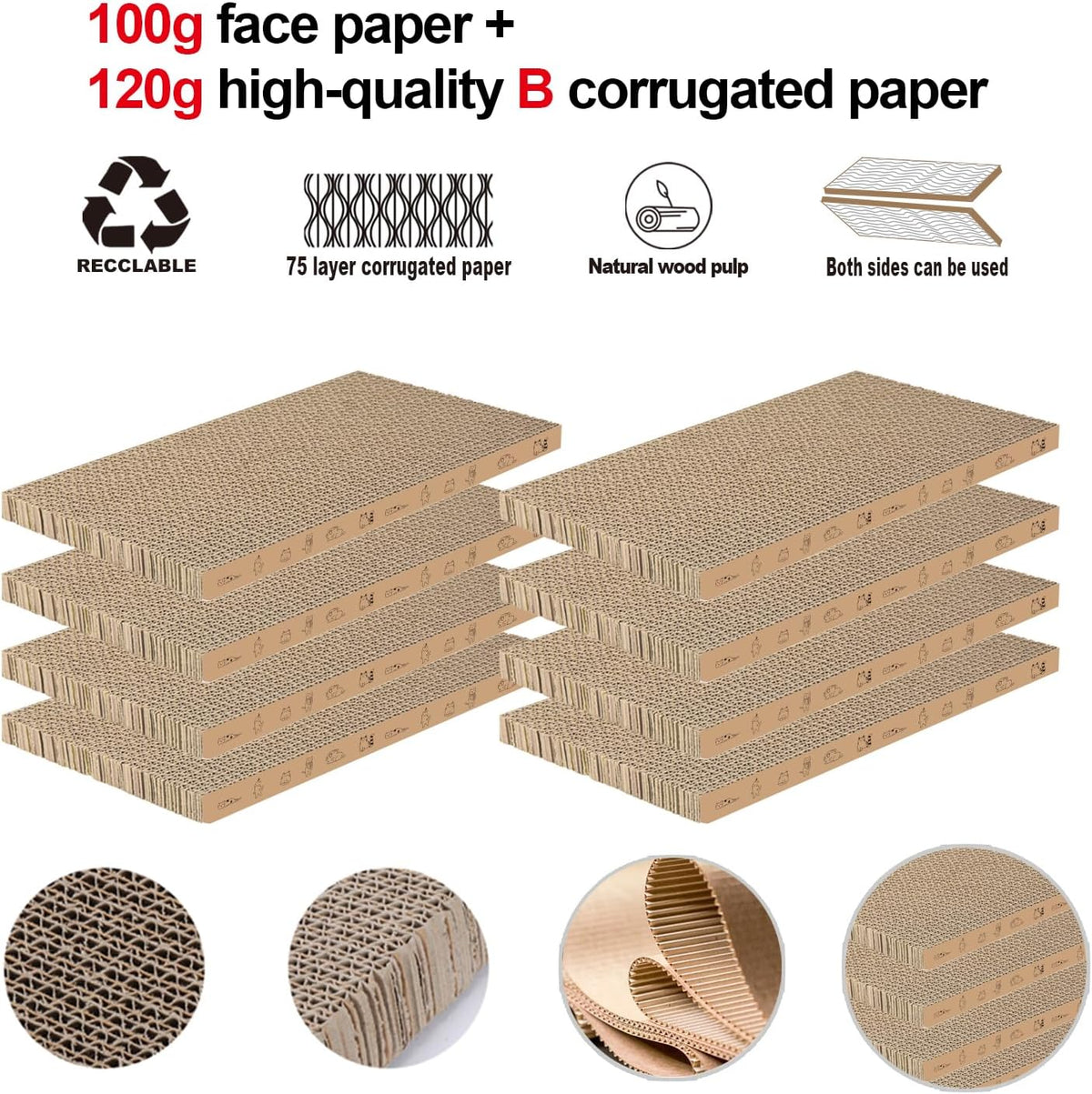 4 Packs in 1 Cat Scratch Pad with Box, Cat Scratcher Cardboard - 8 PCS - image 4