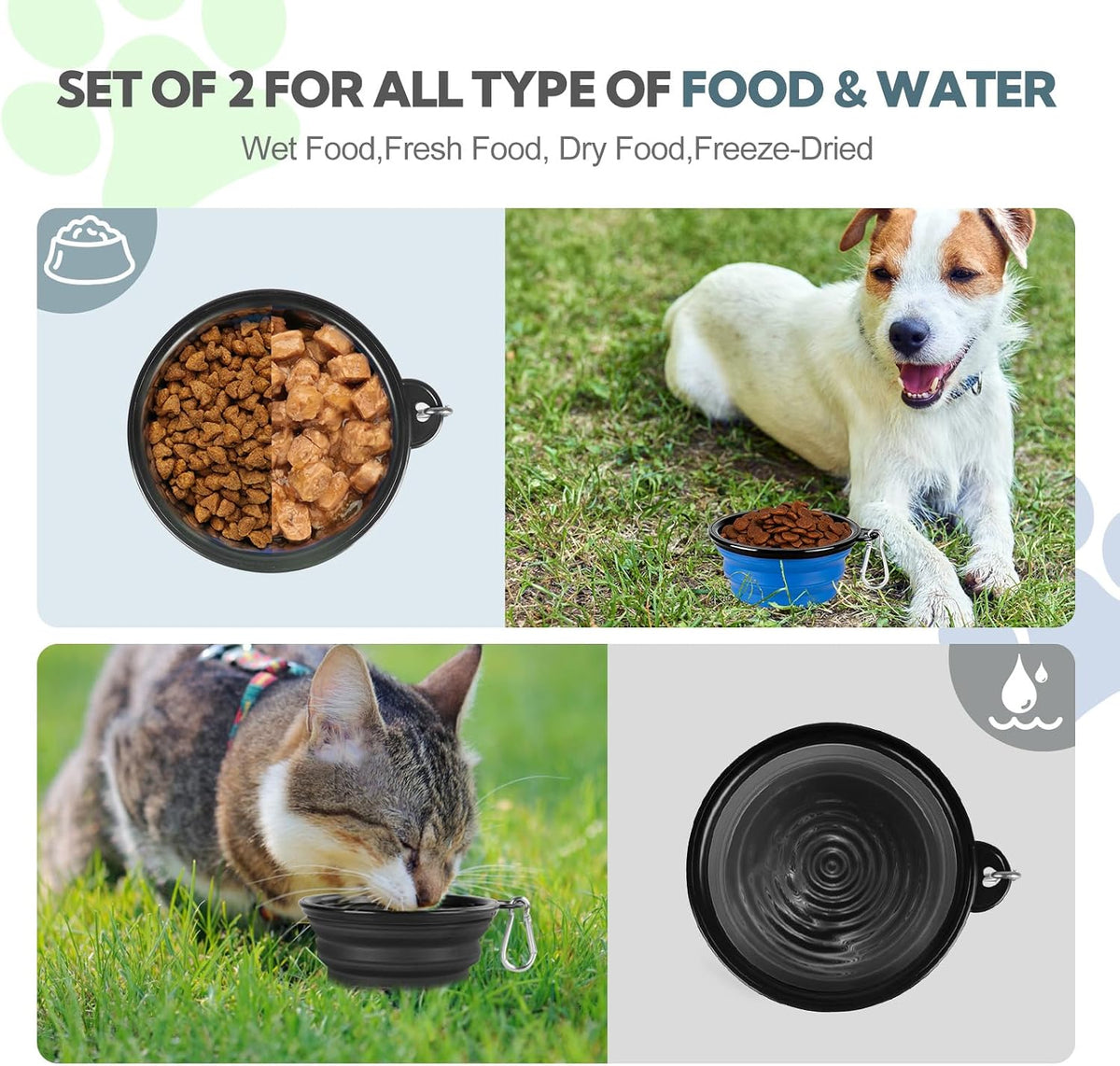 Collapsible Dog Bowl for Travel - Small / Blue+Black - image 2