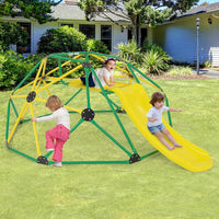 Olakids geometric climbing dome with slide, green steel frame for backyard play - view 7
