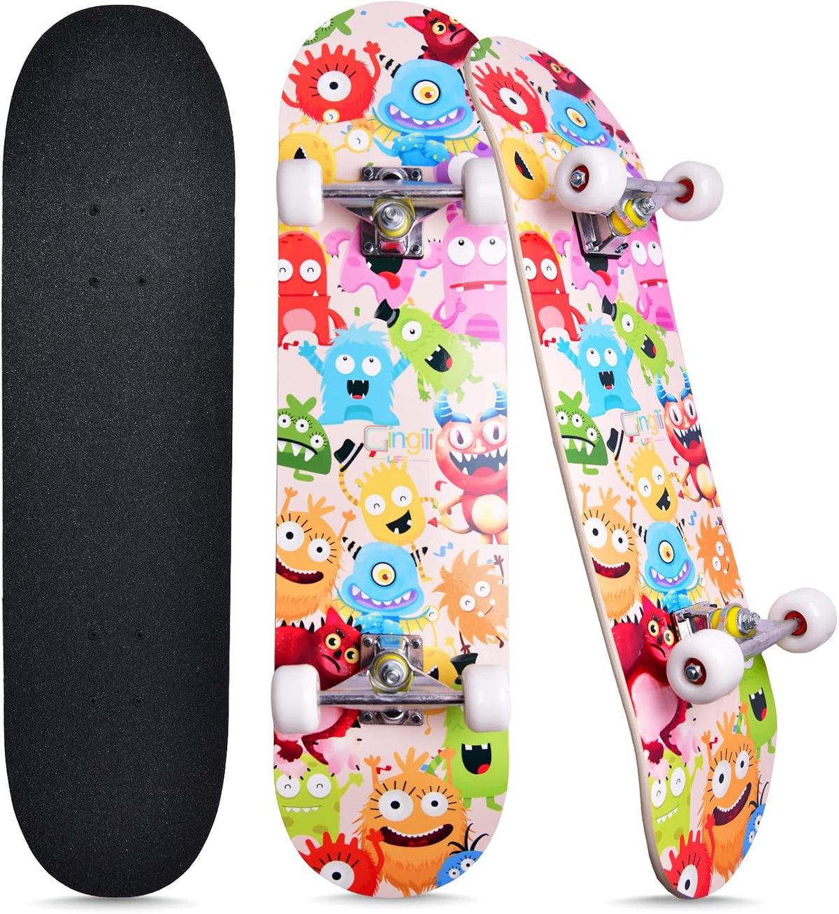 Skateboards for Beginners Kids Boys Girls and Adults, 31''x8'' - Little Monster