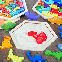 Jerify 5 pack wooden tangram puzzle for kids with colorful geometric blocks - view 7