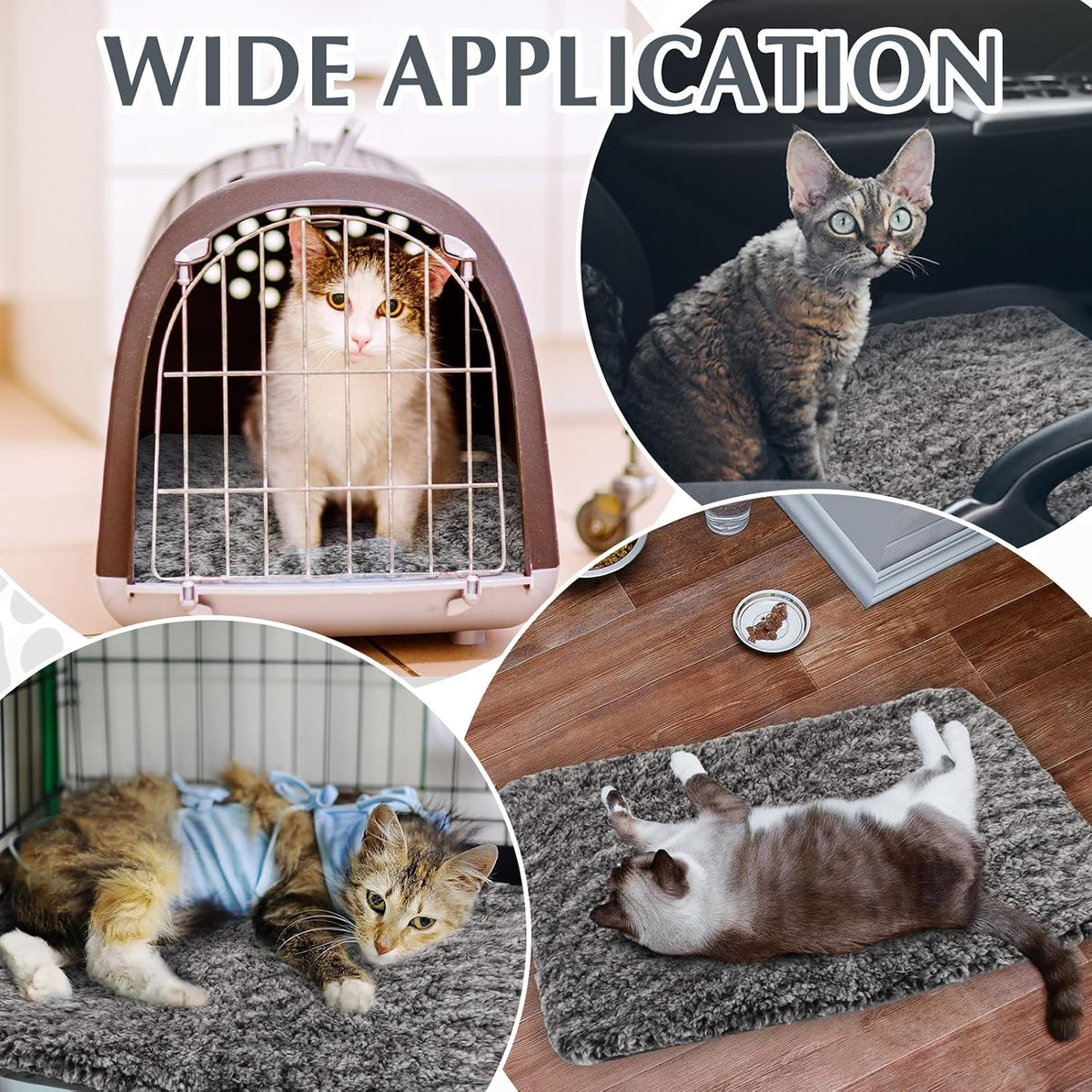 Drydiet 4 Pack Self Warming Cat Mat for Pets - 18 x 24 Inch / Gray / Solid - image 4
