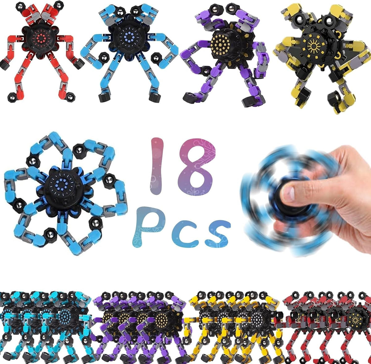 18pcs Random Fidget Spinners - Christmas 18pcs