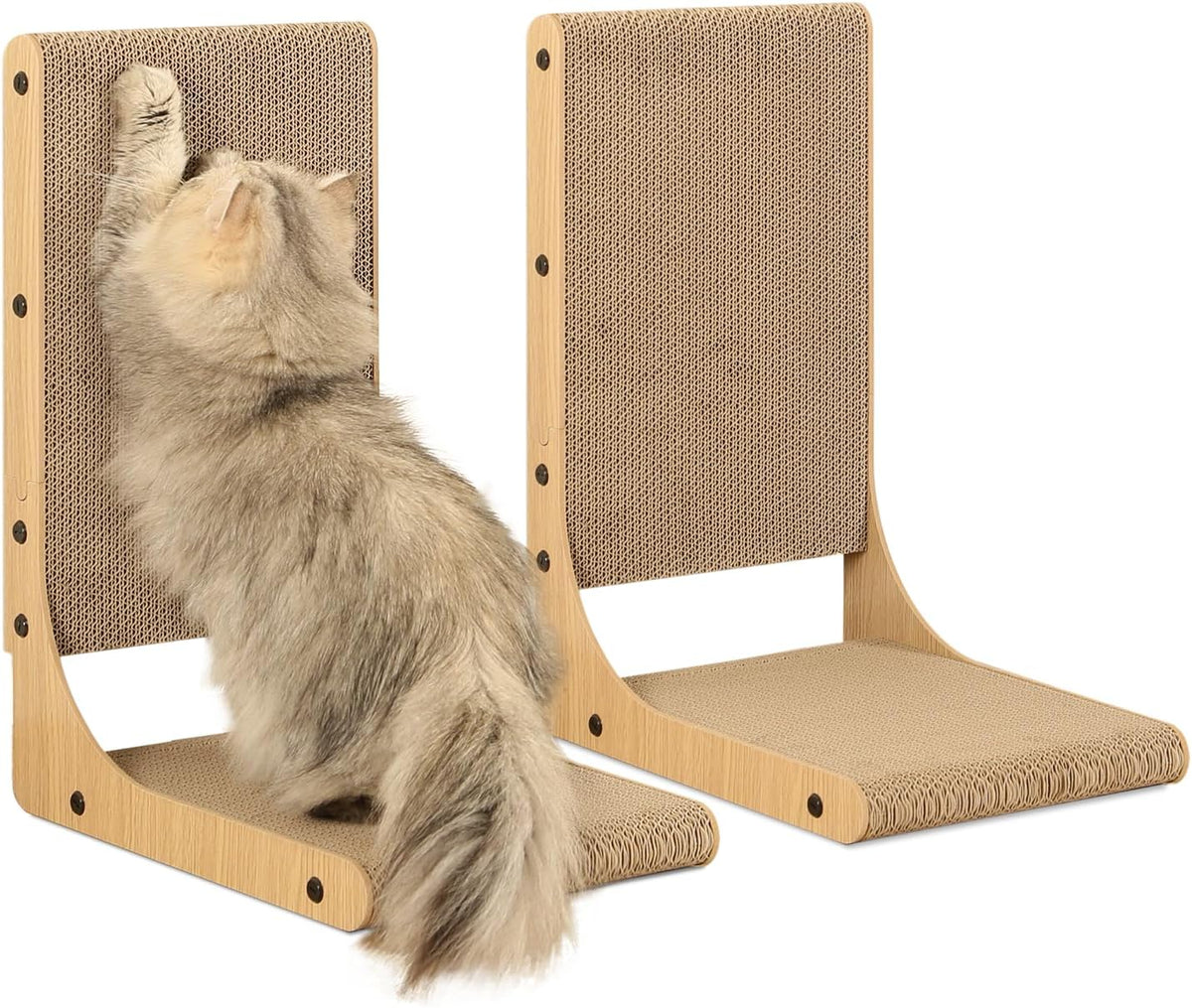 Zakkart 2-Pack L-Shaped Cat Scratching Board, Cardboard - Medium 2PC (19.7'' tall)