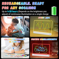 16" Rechargeable LED Drawing Board for Kids, 7 Colors - White3 / 2PACK - image 3