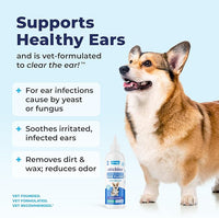 Vetnique Oticbliss Medicated Dog Ear Infection Treatment, Antiseptic Ear Cleaner for Cat & Dog Ear Cleaning Solution with Chlorhexidine & Ketoconazole (12oz Flush)